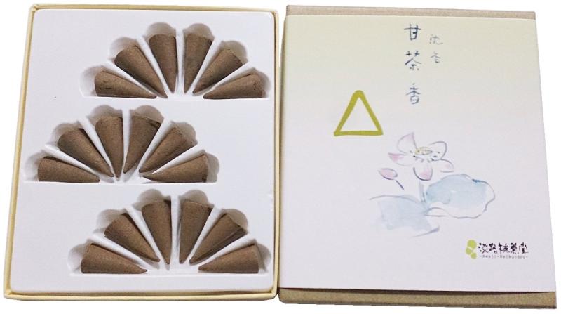 淡路梅薫堂のお香 沈香甘茶香 コーン型 18個入 #6 agarwood amachakou japanese incense cones japan 日本製 さんかくじんこう #6