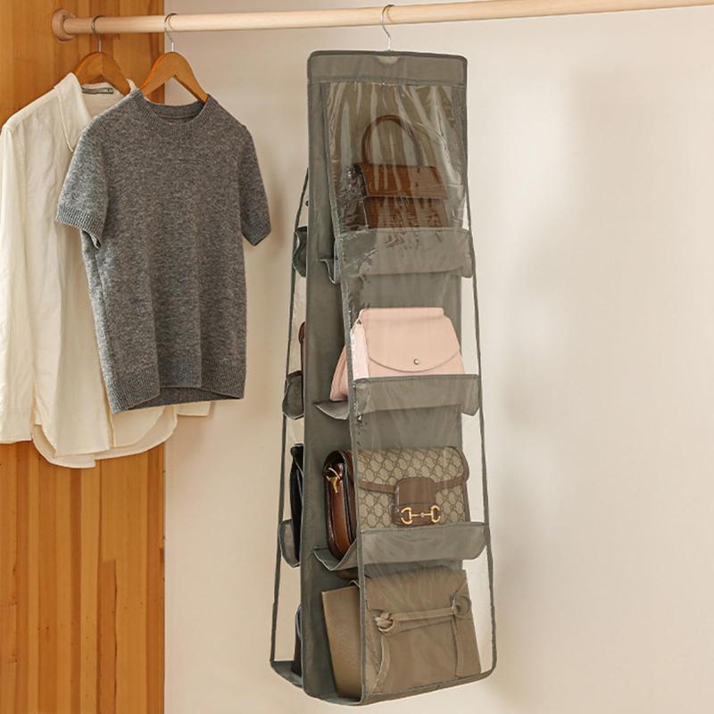 Anfiodas 吊り下げ収納 バッグ 収納 4段式 折りたたみ 鞄 収納 両面収納 取り付け簡単 小物入れ収納ポケット 水洗い可能 クローゼット 省スペース 壁掛け 玄関 キッチン カバン掛け [並行輸入