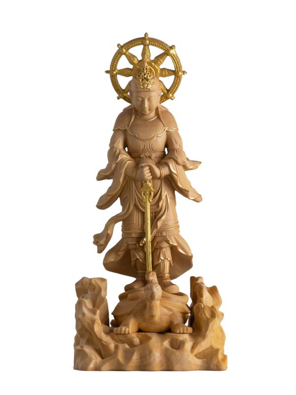 ☆極上時代彫り☆妙見菩薩/木彫/木造/金泥/玉眼/仏像/置物/武士/仏教