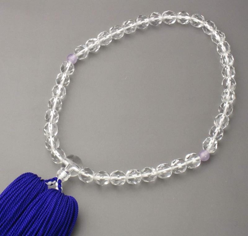 念珠堂 日本製 数珠 チェコクリスタル 藤雲石 二天入 女性用 国産 手作り 念珠 全ての宗派でお使い頂ける 女物 念誦 【創業80余年 老舗数珠メーカー】