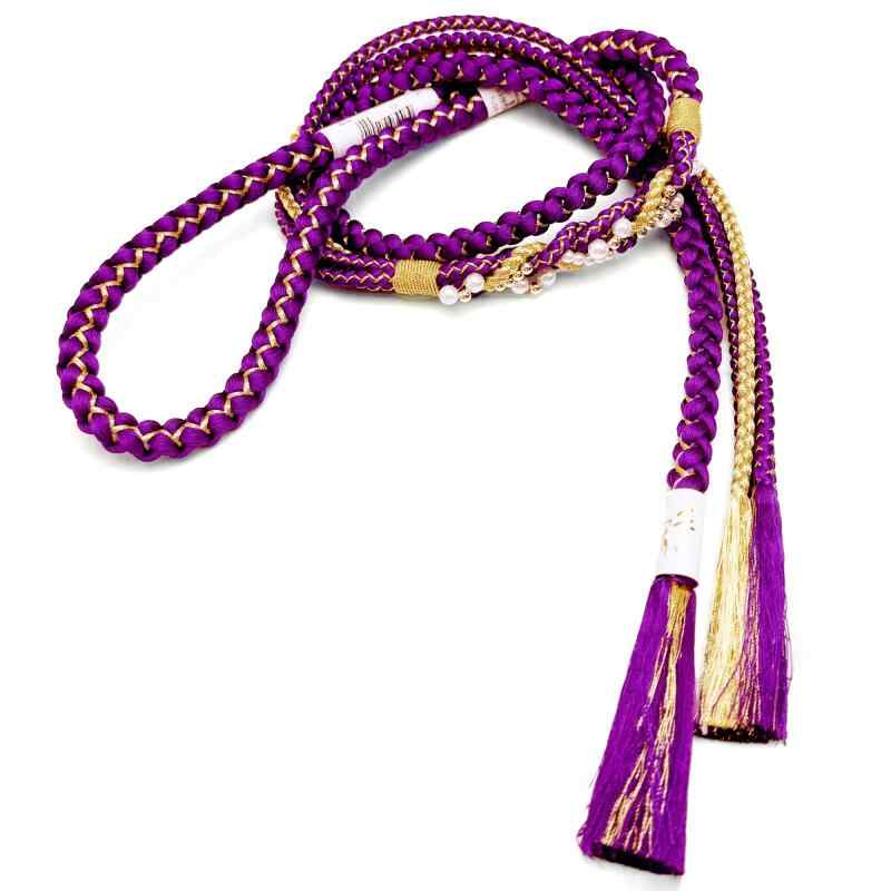 帯締め パール 飾り カラー 手組み 絹100% 振袖 袴 卒業式 成人式 結婚式