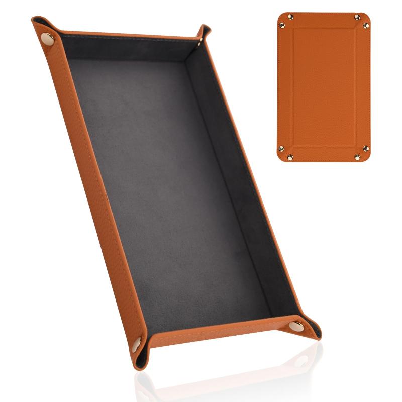 Ganve アクセサリートレイ レザー ジュエリートレイ 折り畳み式 ボックス 長方形 キッチン 入り口 卓上トレー コイン キャッシュトレイ 小物入れ トレイ 腕時計 鍵 スマホ メガネ リモコン 収