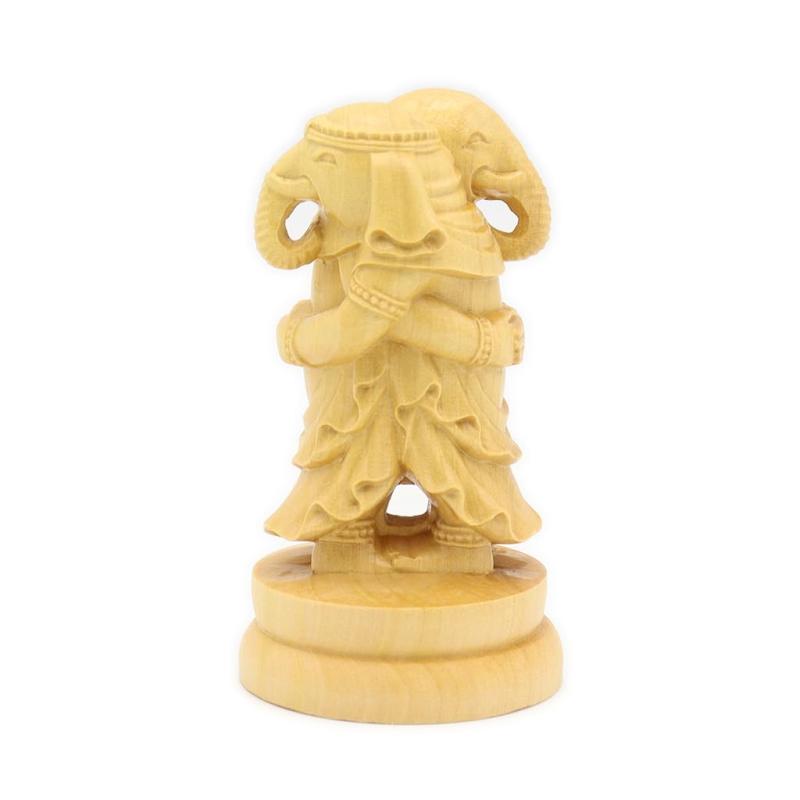 栗田こだわり仏像 【諸天神】 歓喜天（聖天）双身立像（総高約8cm、幅4.5cm、奥行4.5cm） 水柘植 14015