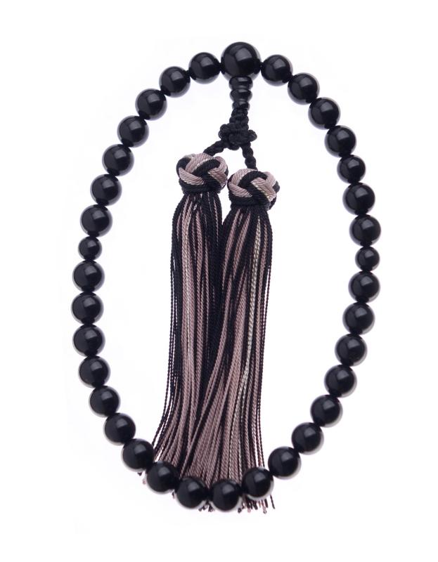 数珠 女性用念珠 天然ジェット8mm 日本製 片手略式 共仕立 ブラックフォーマル