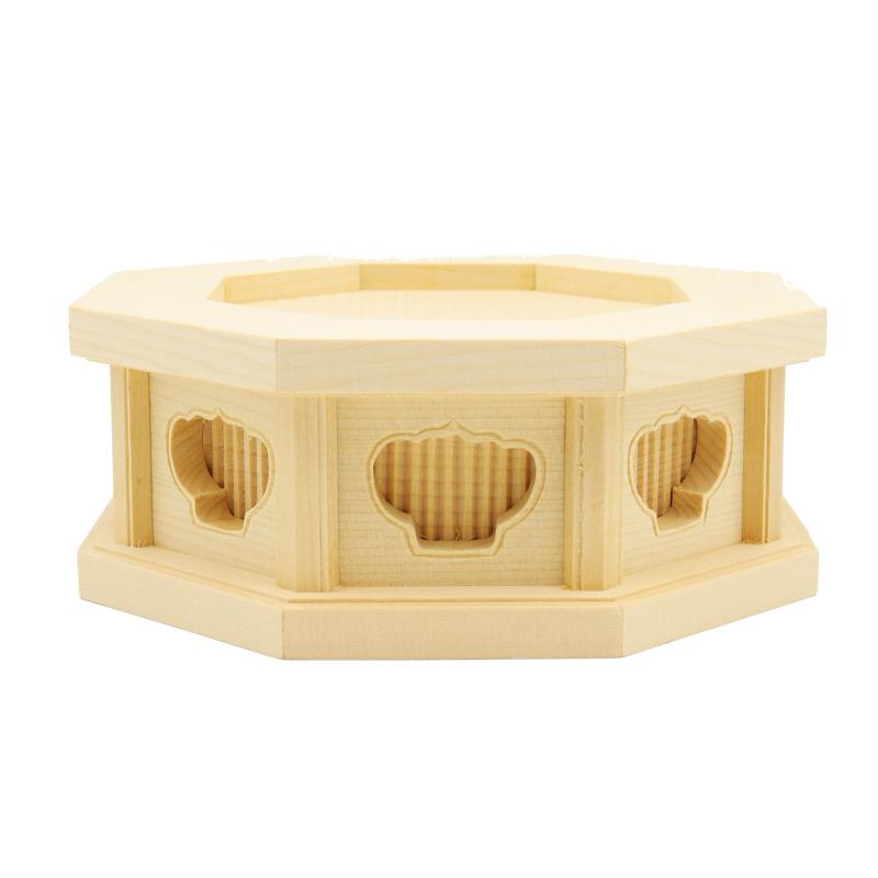 栗田こだわり仏像 【木彫仏具】 八角台座 2.5寸用(W12.5cm、D12.5cm、H5cm) 桧木製 19429