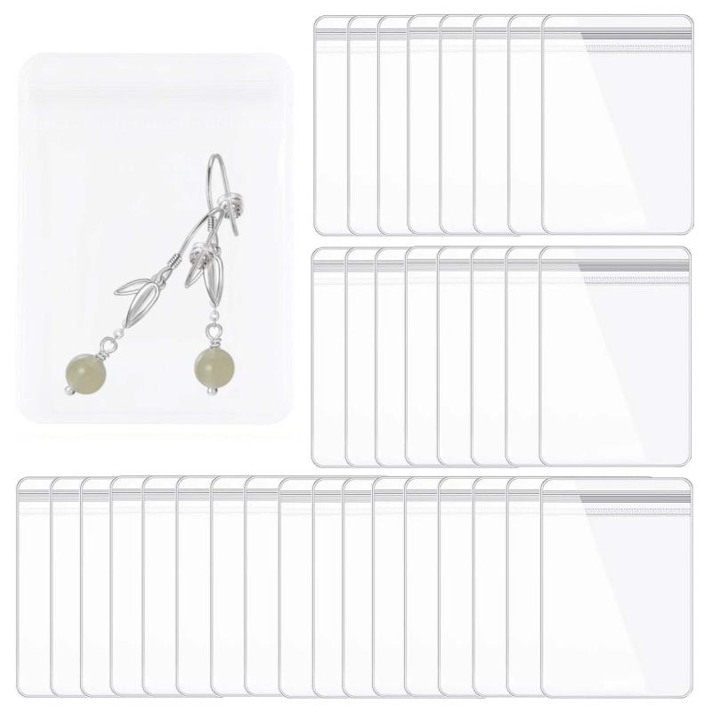 DEVENTORZ ジュエリー袋 pvc 透明 密封 厚手ジッパー付き袋 アクセサリーポーチ 耐久性 変色防止 抗酸化 ビニール包装袋 ミニサ 収納宝飾品 アクセサリー 袋