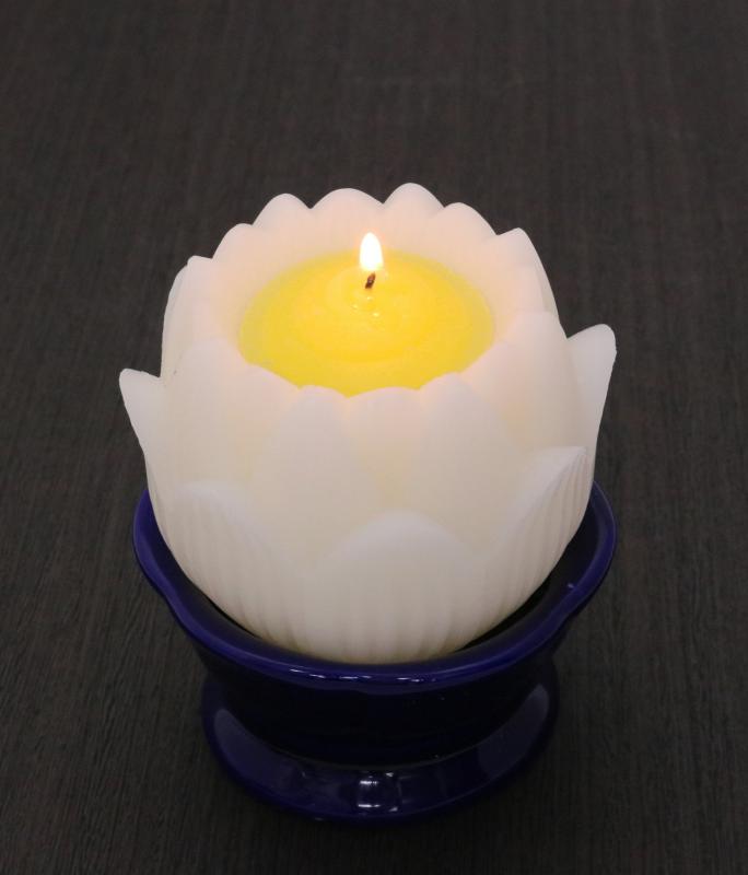 ニホンローソク 蓮花ローソク 台付 白