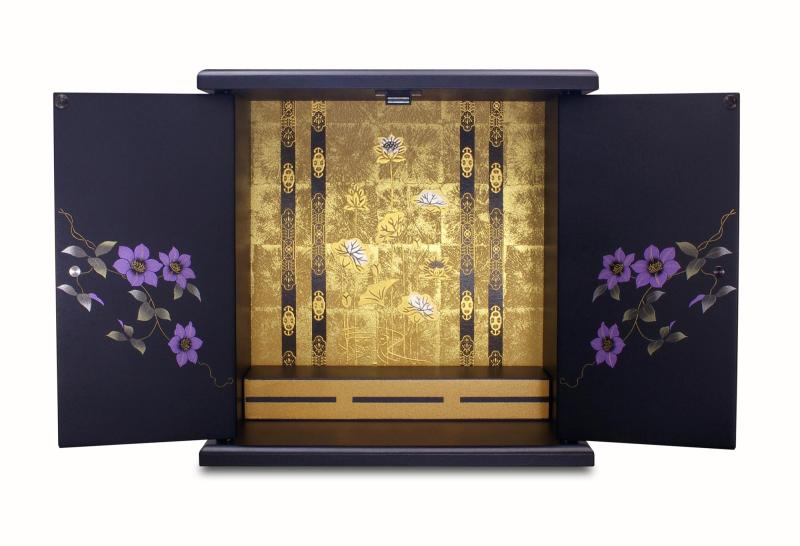 橋本達之助工芸 紀州塗り ミニ仏壇 鉄仙 大 幅40×奥行25.5×高さ40cm 仏だん 蒔絵 コンパクト 小さい 家..