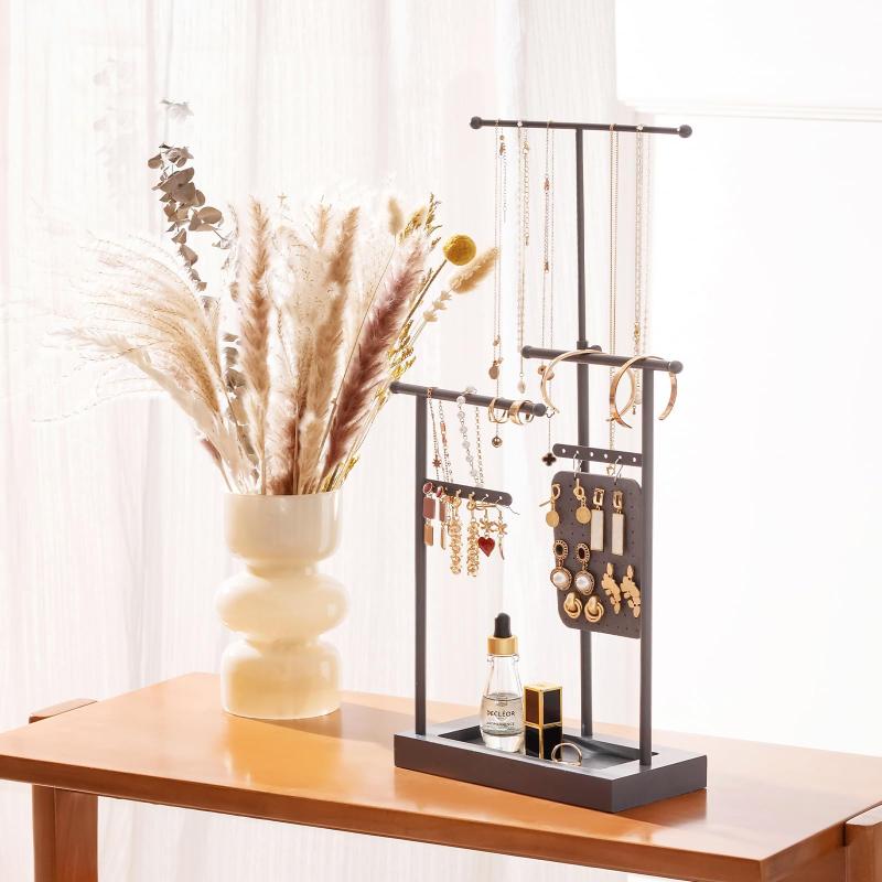 ProCase ジュエリースタンド アクセサリー収納 伸縮機能付き ネックレス・ブレスレット掛け T型ツリー F型ツリー イアリング・ピアススタンド(3)
