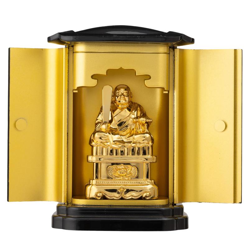 仏像 日蓮上人(純金メッキ) PC厨子入り＿『日蓮宗』 立正大師 高岡銅器 (にちれんしょうにんpcZ