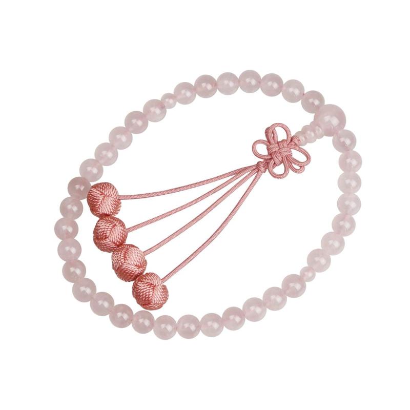 数珠 女性用 略式 京念珠 全宗派対応 紅水晶7mm 利久梵天 華結び