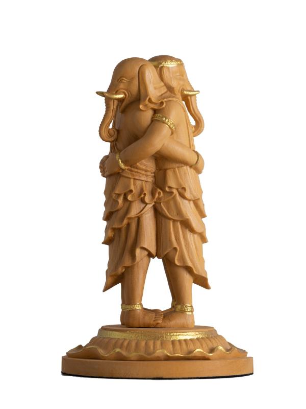 極小仏 歓喜天 8.8cm（木製：ツゲ 金泥仕上）＿聖天 ガネーシャ 仏像 フィギュア 木彫り 置物（GSBかんぎてん