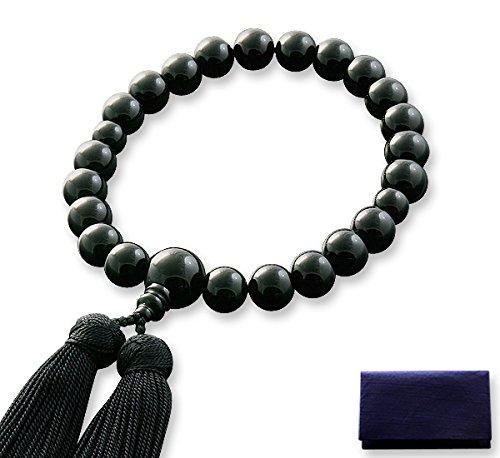 京仏壇はやし 数珠 男性用 京都 みやこ房 黒オニキス 略式 片手 一輪 【数珠袋付き】 M-030 葬儀 この..