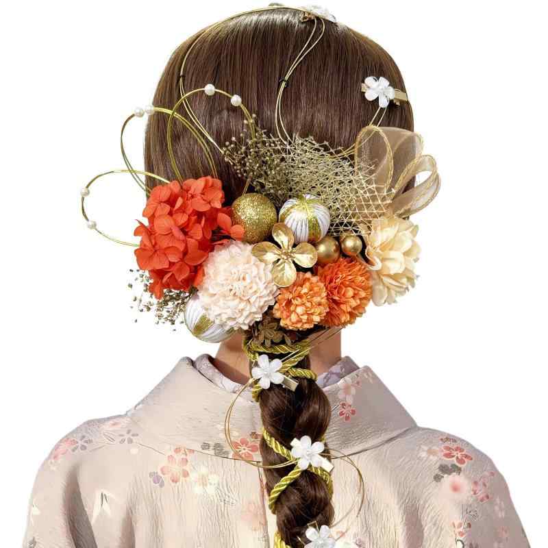 [ULITU] 髪飾り 成人式 ヘアーアクセサリー リボン 水引 ドライフラワー 紫陽花 かすみ草 和玉 金箔 網型飾り 人気 和服 浴衣 着物 振袖 袴 成人式 卒業式 七五三 花火大会 祭り 夏祭り 結納 入