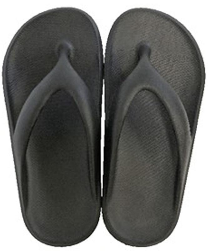 ビーチサンダル レディース トングサンダル 軽量 クッション 厚底 EVAゴムサンダル おしゃれ シンプルデザイン ブラック L 24-25cm