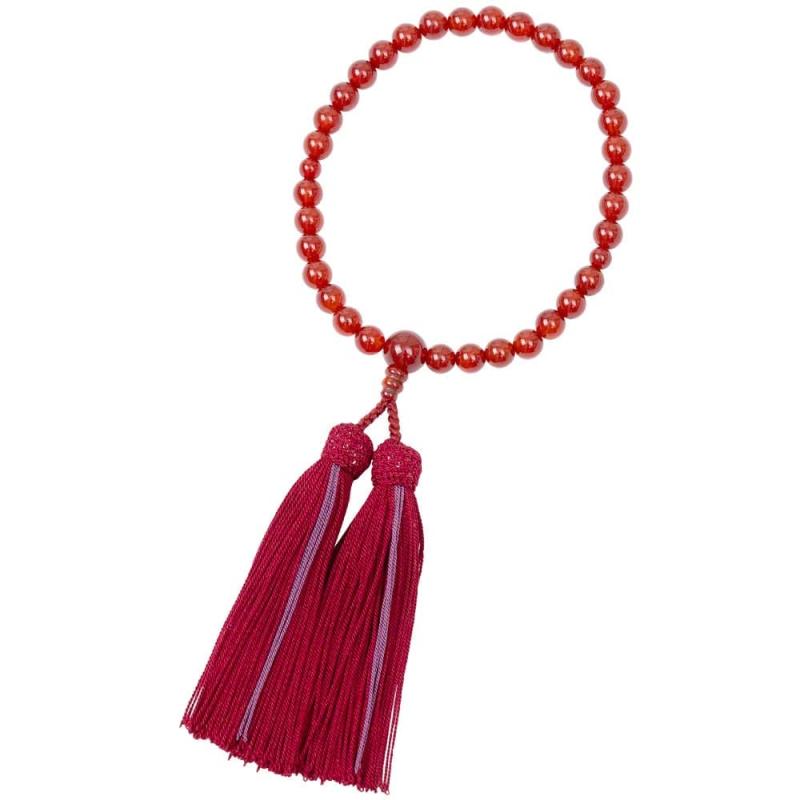 喜芳工房 京念珠 数珠 じゅず 念珠 瑪瑙 8mm玉 正絹房 【 京都府伝統産業優秀技術 】 すべての宗派で使..