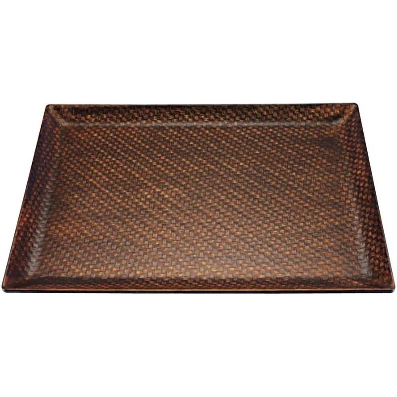 J-kitchens お盆 尺3利休アジロ 盆 栃塗SL渕黒塗(約 38.9 x 28.7 x 2.1cm) 日本製