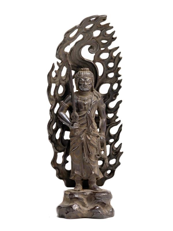 仏像 不動明王 15.5cm （古美茶） 仏師：牧田秀雲 原型＿（酉年生まれ）十二支守り本尊 干支 高岡銅器(KCふどうみょうおう)