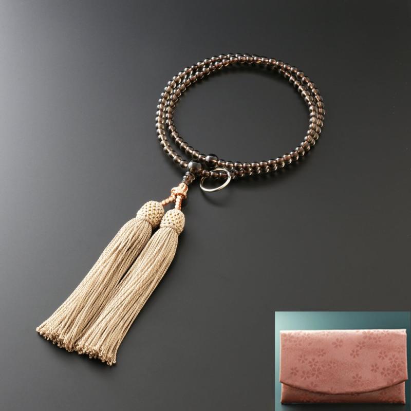 京仏壇はやし 数珠 曹洞宗 茶水晶 (女性用) 正式 本式 【 数珠袋セット 】 SW-103 京都 念珠