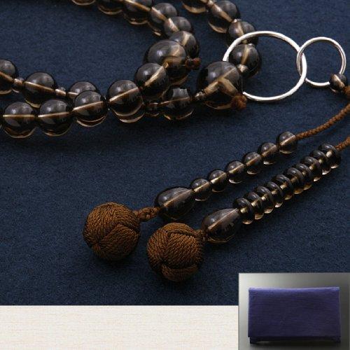 京仏壇はやし 数珠 浄土宗 茶水晶 (男性用) 正式 本式 【 数珠袋セット 】 SM-023 京都 念珠