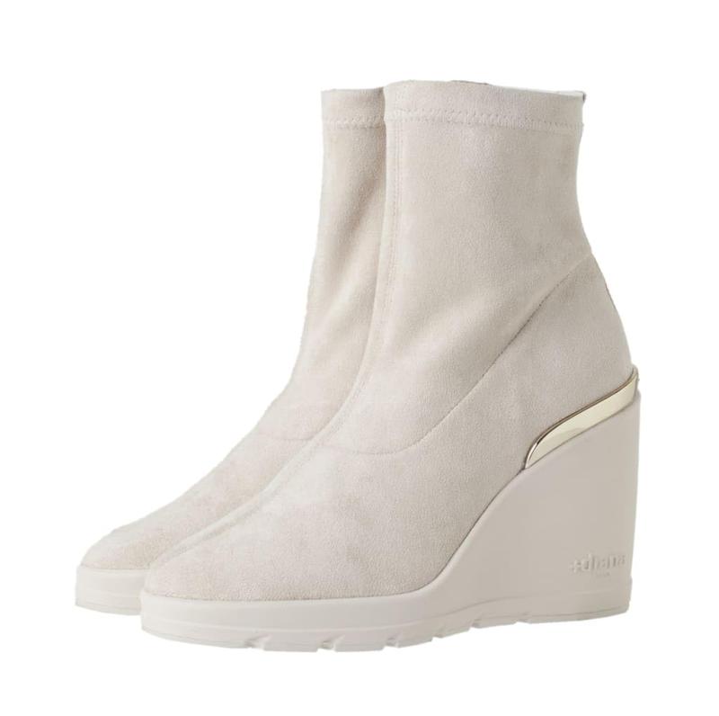 [ダイアナ] プラスダイアナショートブーツ ウェッジソール シンプル HE69598 ヒール高9cm台