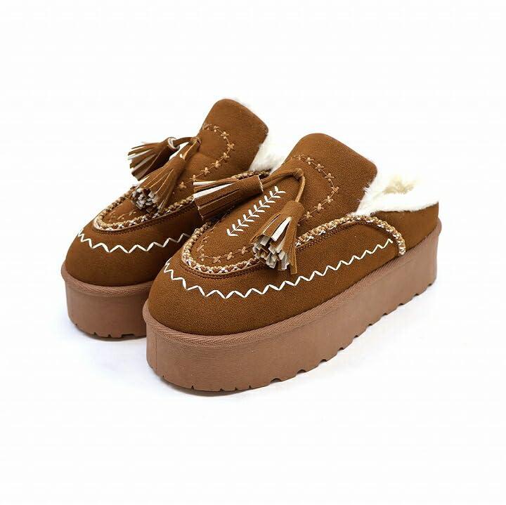 [Vivian] もふぽか ムートン サボ 厚底