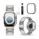 【2022改良モデル】CABOBE コンパチブル Apple Watch バンド 49mm 45mm 44mm 41mm 40mm Apple Watch 用カバー アップルウォッチ ケース メッキ柔軟性にPC素材を加工 光沢全面保護 耐衝撃 装着簡単金