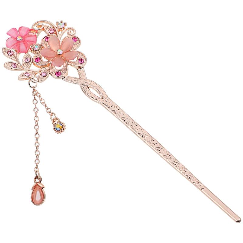 [KESYOO] 簪 中国風 一本挿し チャイナ服 コスプレ 髪飾り 金属 玉花 古風 かんざし 玉 普段使い ヘアアクセサリー 和装 浴衣 中華風 漢服 レディース（青）