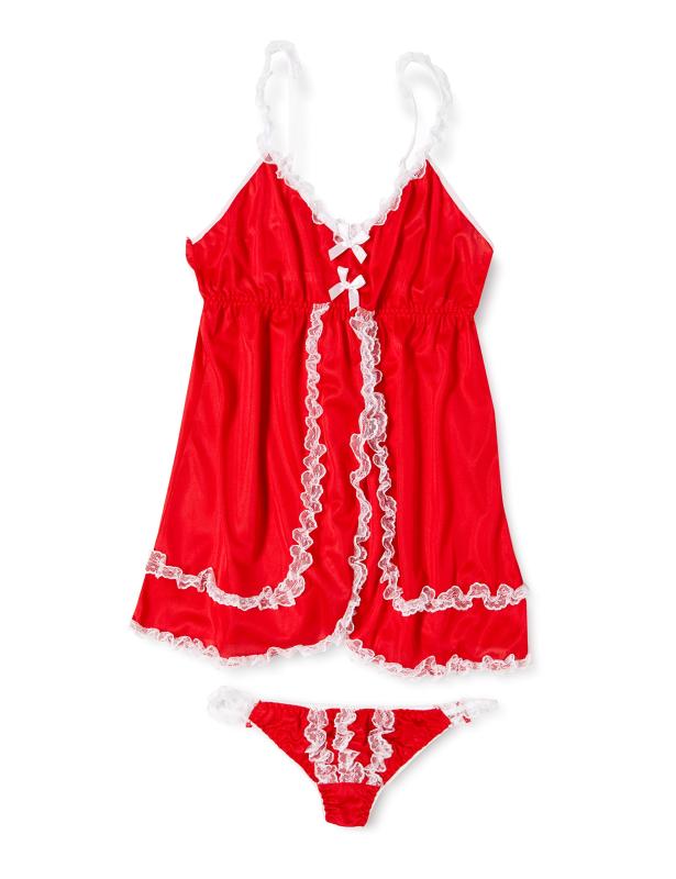 [フォレスト] レースフリルベビードール&Tバックショーツセット 8029