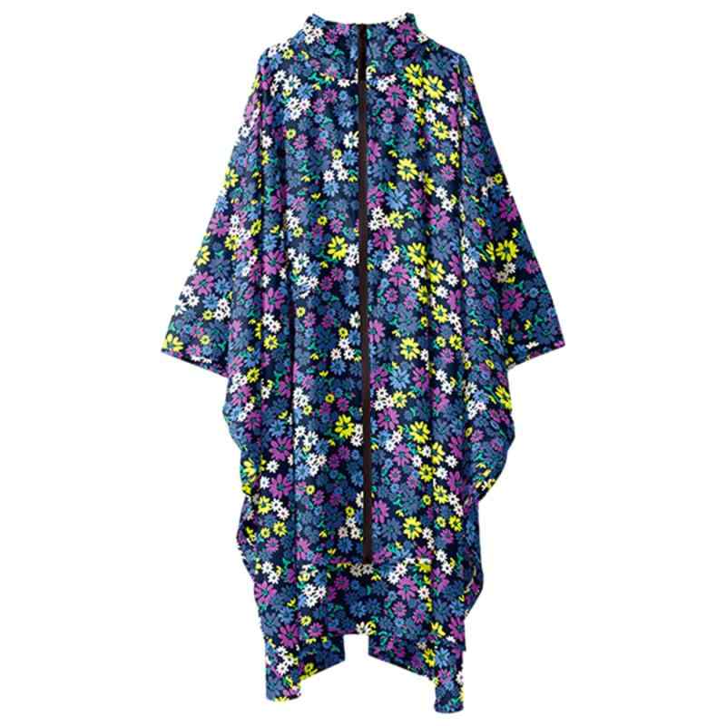 KiU 大雨対応 ポンチョ 自転車 はっ水 防水 収納袋付き メンズ レディース レインポンチョ ボヘミアン ブルー K64-137