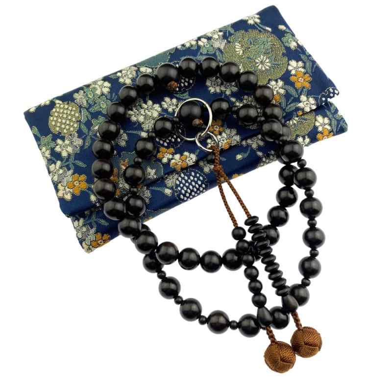 WONDERFUL LOTUS 妙｜蓮｜花 数珠 男性用 浄土宗 本式・日課数珠 黒檀 銀輪入 三万浄土 本式数珠 念珠 ..