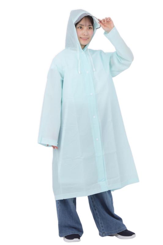 カッパ レディース リュック対応 レインコート 自転車 通学用 学生 使い捨て 軽量 スポーツ観戦 ライブ (ライトブルー, XL)