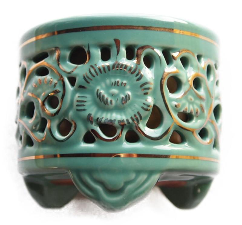 香炉 浄土真宗 お東 大谷派 紋入り 陶器玉香炉 仏壇仏具 差し金入り