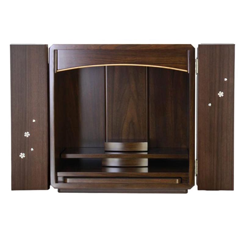 ミニ仏壇 「スピカ 桜の螺鈿入り」 家具調仏壇 ライト付き モダン仏壇