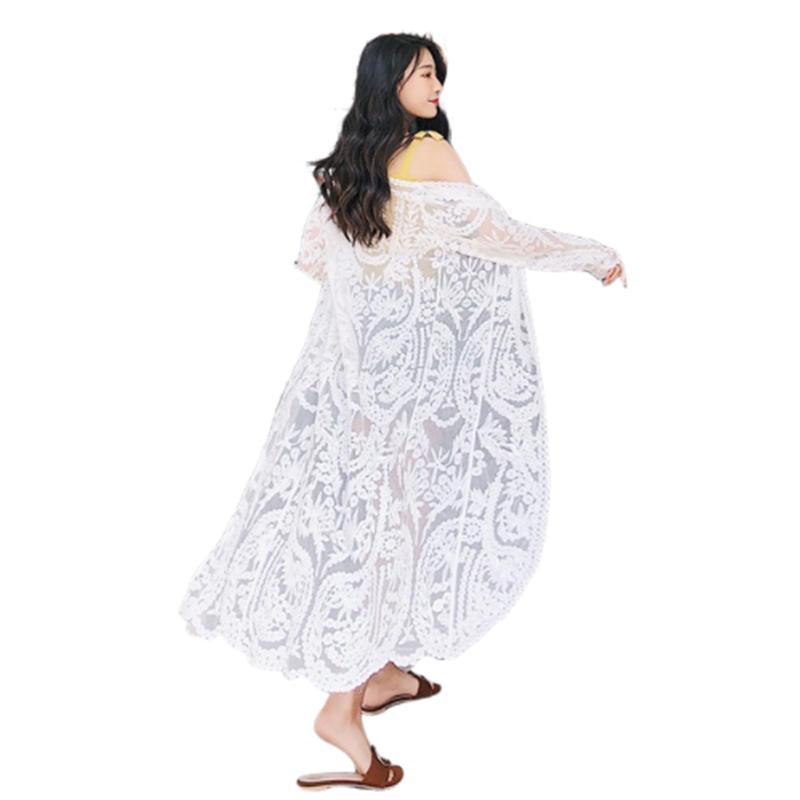 [Lamerry] ビーチウェア 水着 羽織 カーディガン ビキニカバー レース シアー シースルー トップス 体型カバー パレオ ラッシュガード レディース 白