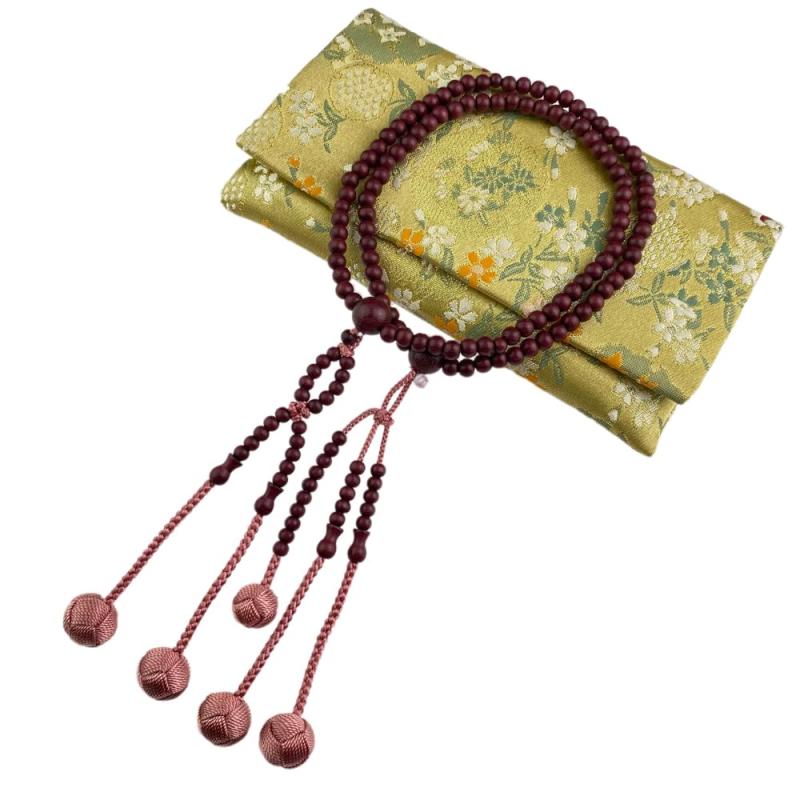 WONDERFUL LOTUS 妙｜蓮｜花 日蓮宗用 女性用数珠 パープルハート 共玉8寸 Sサイズ 丸玉 紫 天然木製数..