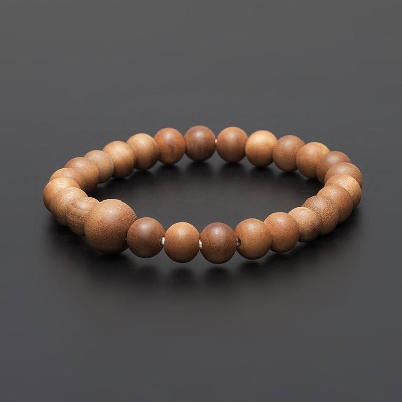 仏壇屋 滝田商店 特選腕輪念珠 木玉ブレス インド白檀 8mm玉(尺二玉)数珠ブレスレット・お守り・香木・ブレス数珠・念珠ブレスレット・腕輪数珠【滝田商店発行 証明書付】