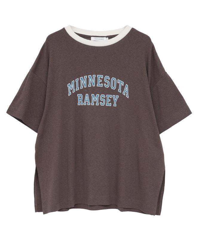 ロゴ入りヴィンテージ半袖プルオーバー ブラウン M