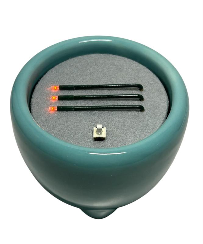 火を使わず安全な電子線香 仏具 LED電子線香 サンやすらぎ 寝かせ線香タイプ 玉香炉 浄土真宗用