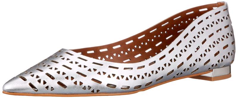 [カラーノ] レディース レーザーカットメタリックフラットパンプスパンプス