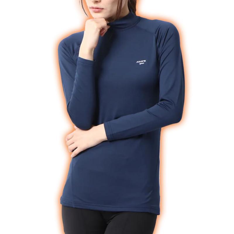 [エー・ディー・ワン] ヒートコンプレッション レディース 裏起毛インナー 着圧 スポーツウェア 秋冬 あったか 防寒 保温 長袖 Lowネッ..