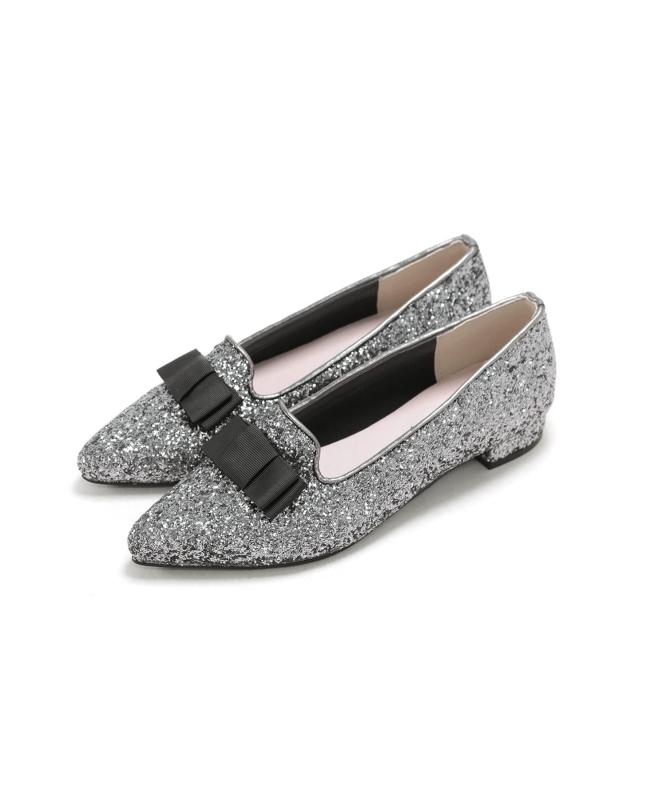 [セスト] ポインテッドトゥ ローヒール リボン ローファー パンプス レディース エナメル 2cmヒール ふわふわ 低反発クッション 歩きやすい 痛くない dkp7416