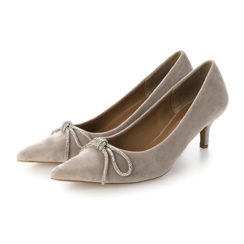 [イーボル] パンプス リボン5.5cmポインテッドベロアパンプス レディース IX5428