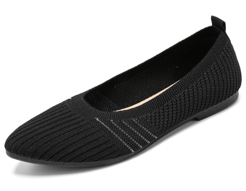 [WUIWUIYU] ニットパンプス レディース スリッポン 紐なし靴 歩きやすい 痛くない 軽量 オフィスシューズ 通勤 お出掛け 旅行