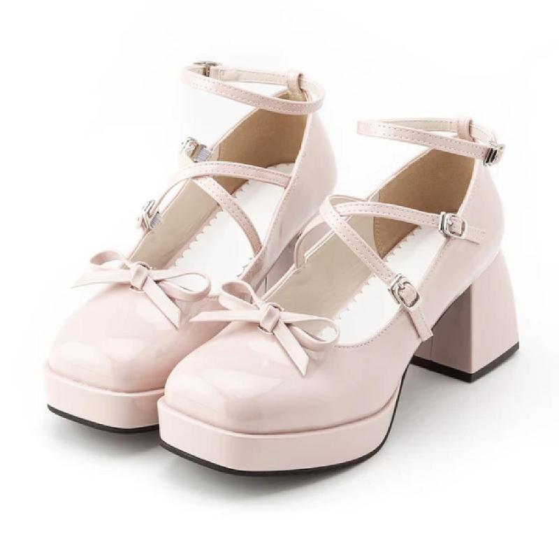 ディアマイラブ（DearMyLove） レディース 量産型 靴 2wayストラップパンプス 厚底 ストラップ 白 黒 ピンク 夢展望パンプス