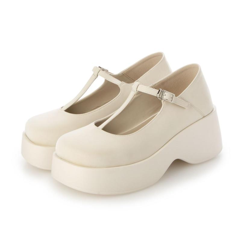 EVOL(イーボル) レディース XSからLLまで豊富なサイズ展開/軽量厚底スクエアTストラップシューズパンプス