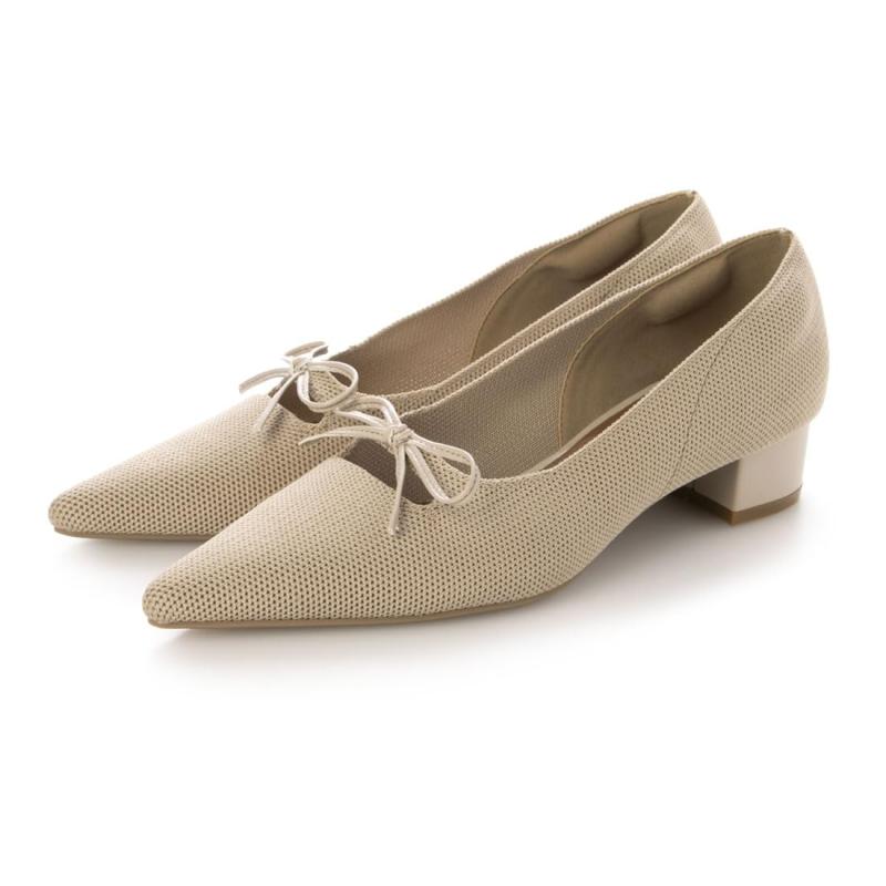 EVOL(イーボル) レディース 【柔らかい・クッション入り】リボンニットパンプスパンプス