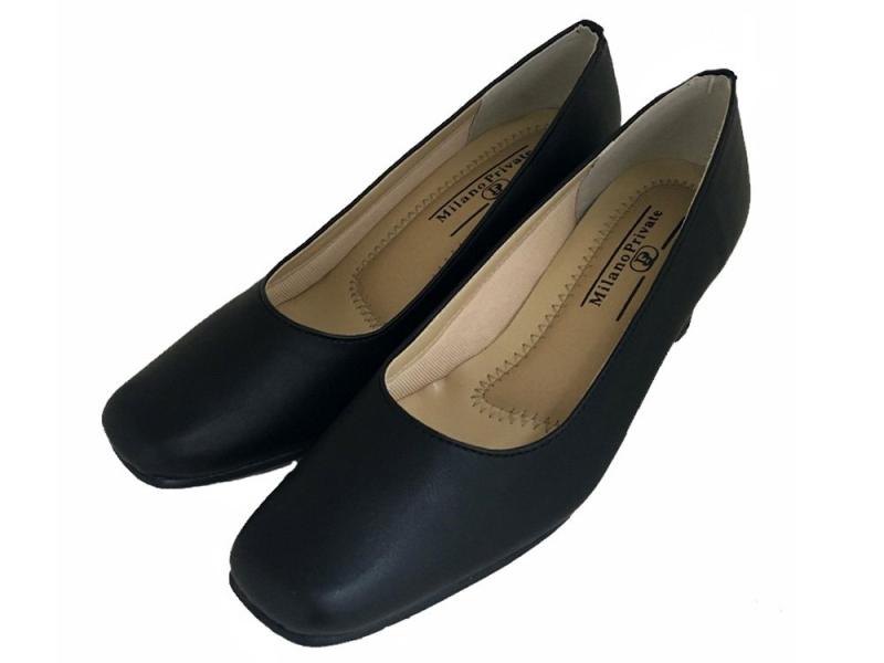 プレーンパンプス(5cmスクエアヒール) EEE 外反母趾 幅広