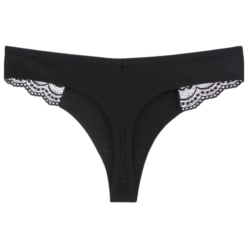 [VATEIS] Tバック レディース ショーツ レース かわいい 綿 無地 リブ編み ストレッチ性 女性下着 タンガ ローライズ シンプル スポーティ