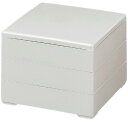 J-kitchens 重箱 3段 6.5寸 彩 お重箱 ホワイトパール 内塗無 19.5cm x 19.5cm x 16.5cm 日本製